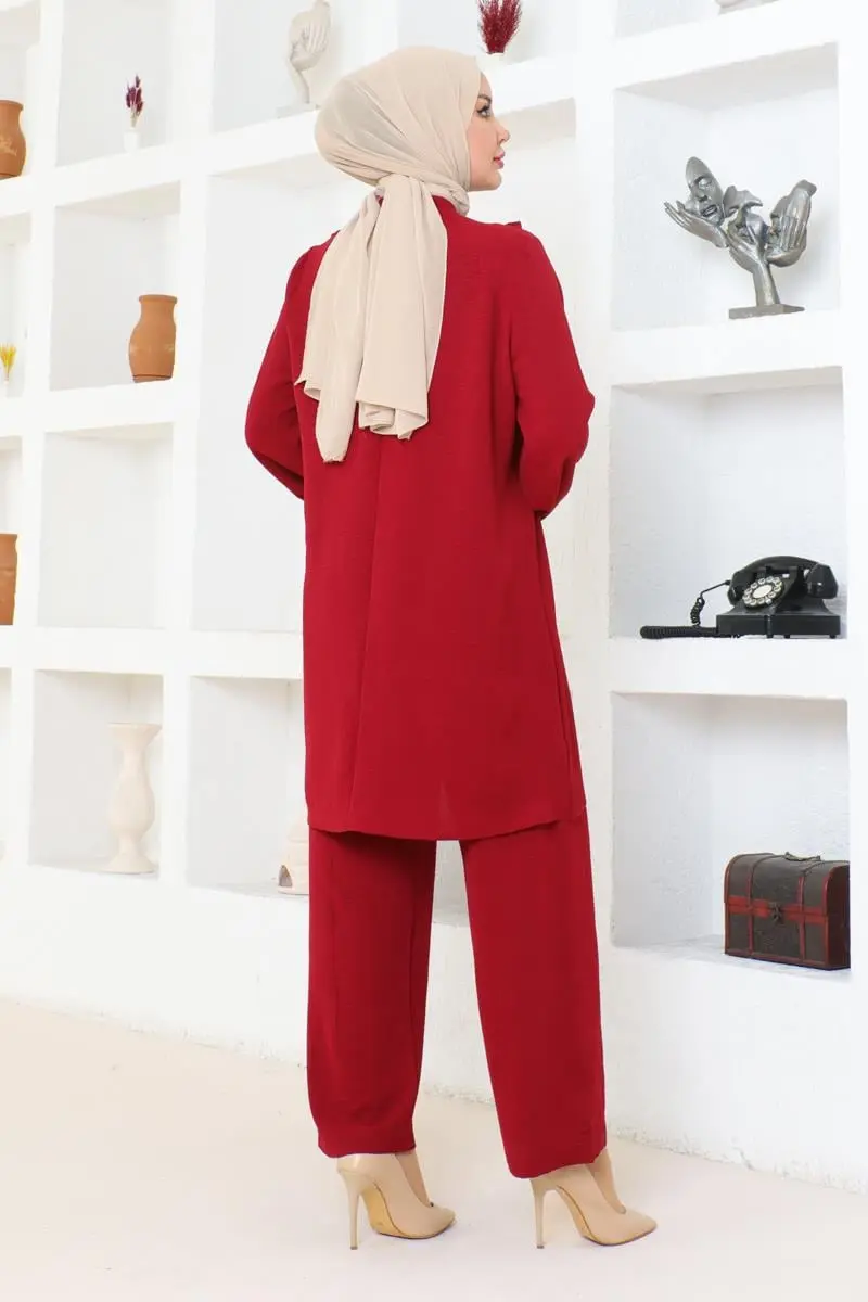 Bella Fırfırlı Aerobin Takım Bordo-detail