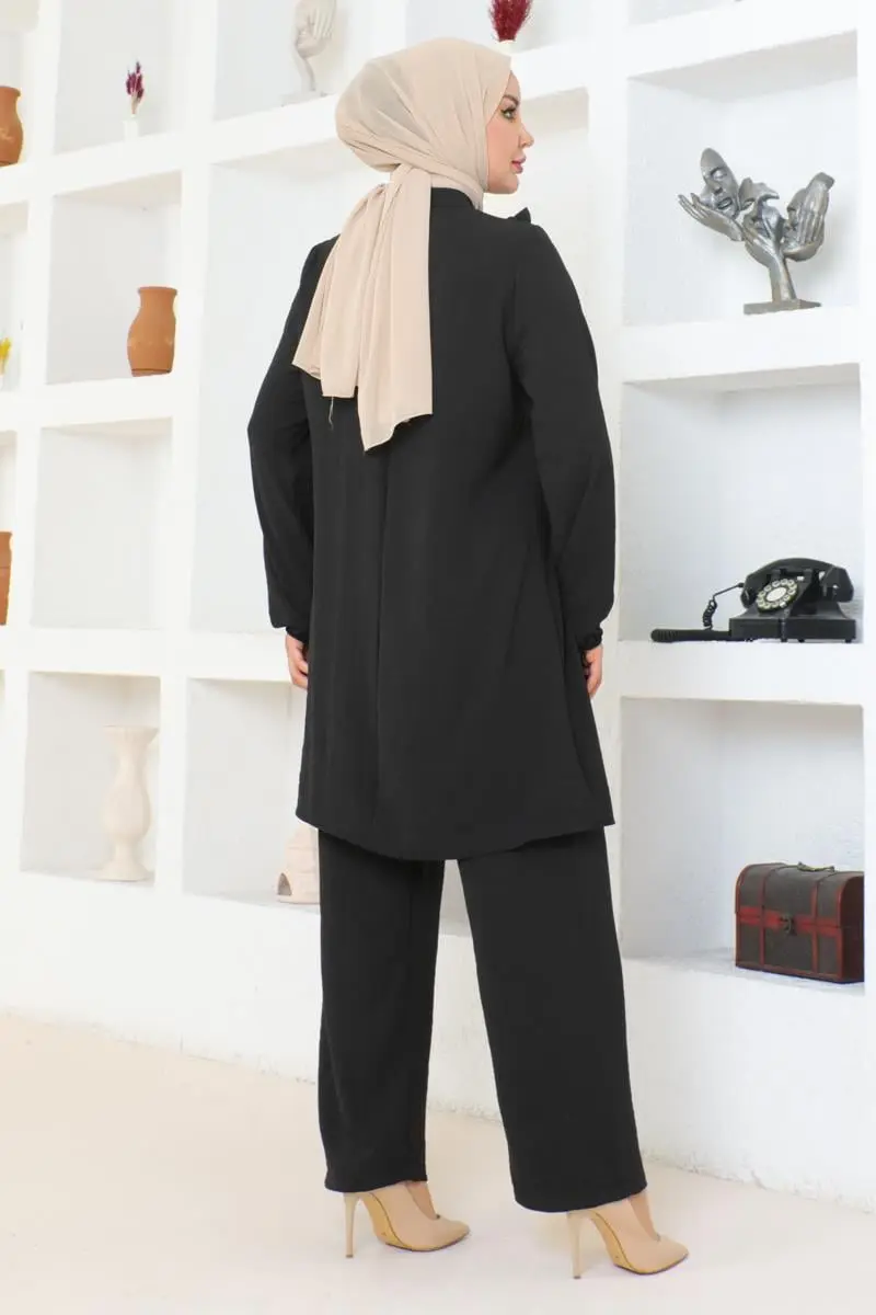 Bella Fırfırlı Aerobin Takım Siyah-detail