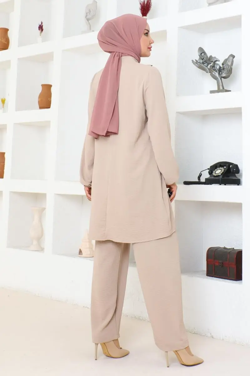 Bella Fırfırlı Aerobin Takım Vizon-detail