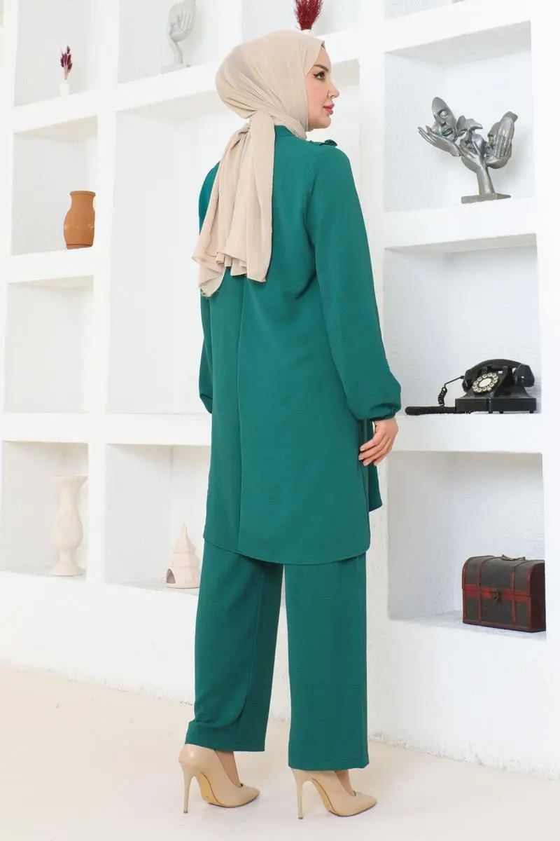 Bella Fırfırlı Aerobin Takım Zümrüt Yeşili-detail