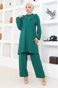 Bella Fırfırlı Aerobin Takım Zümrüt Yeşili