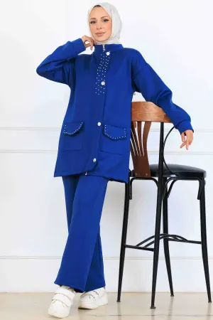 Beaded Detailed Scuba Two Piece Set