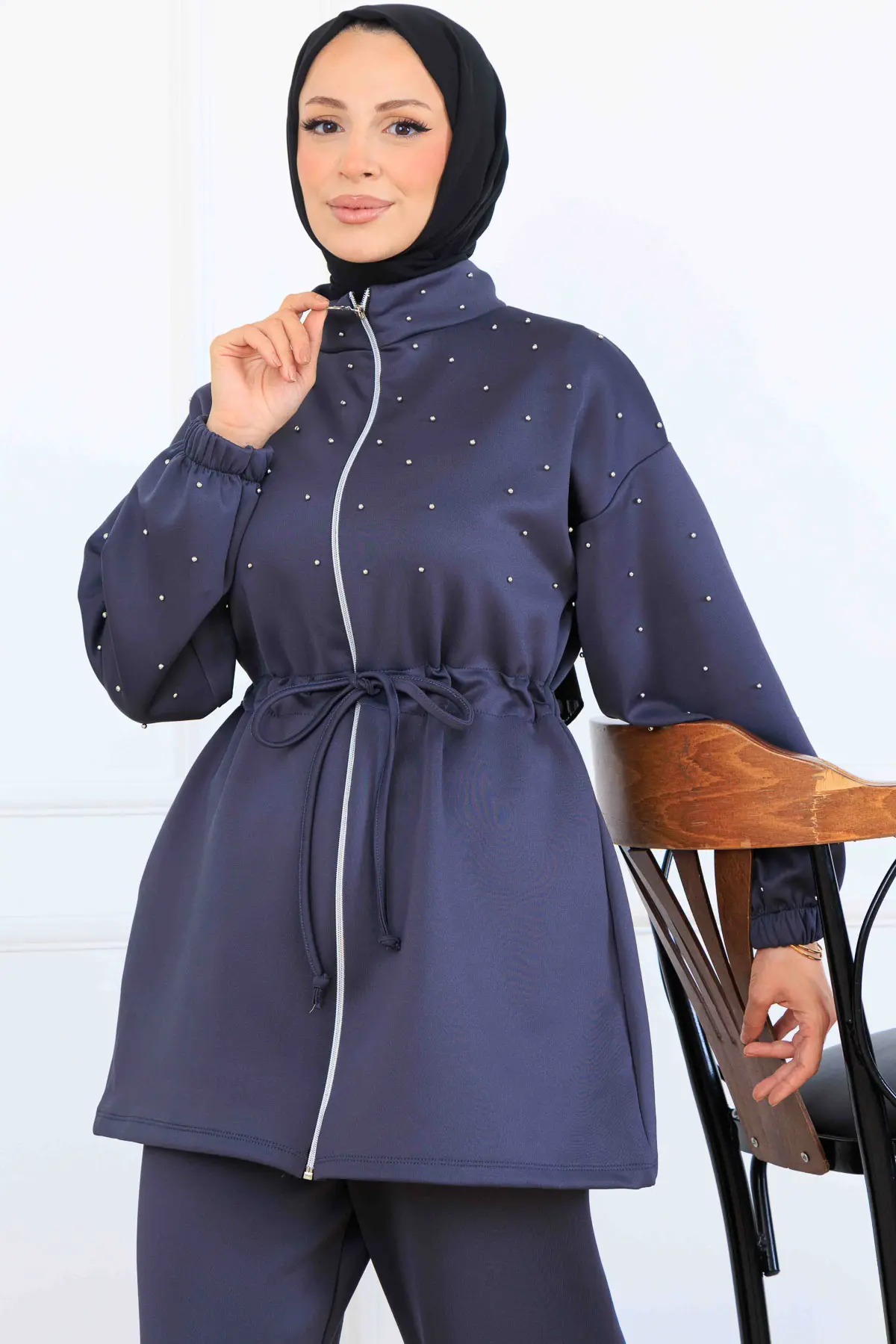 Boncuk Detaylı Scuba İkili Takım-detail