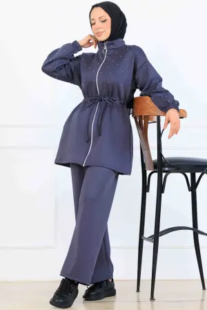 Boncuk Detaylı Scuba İkili Takım