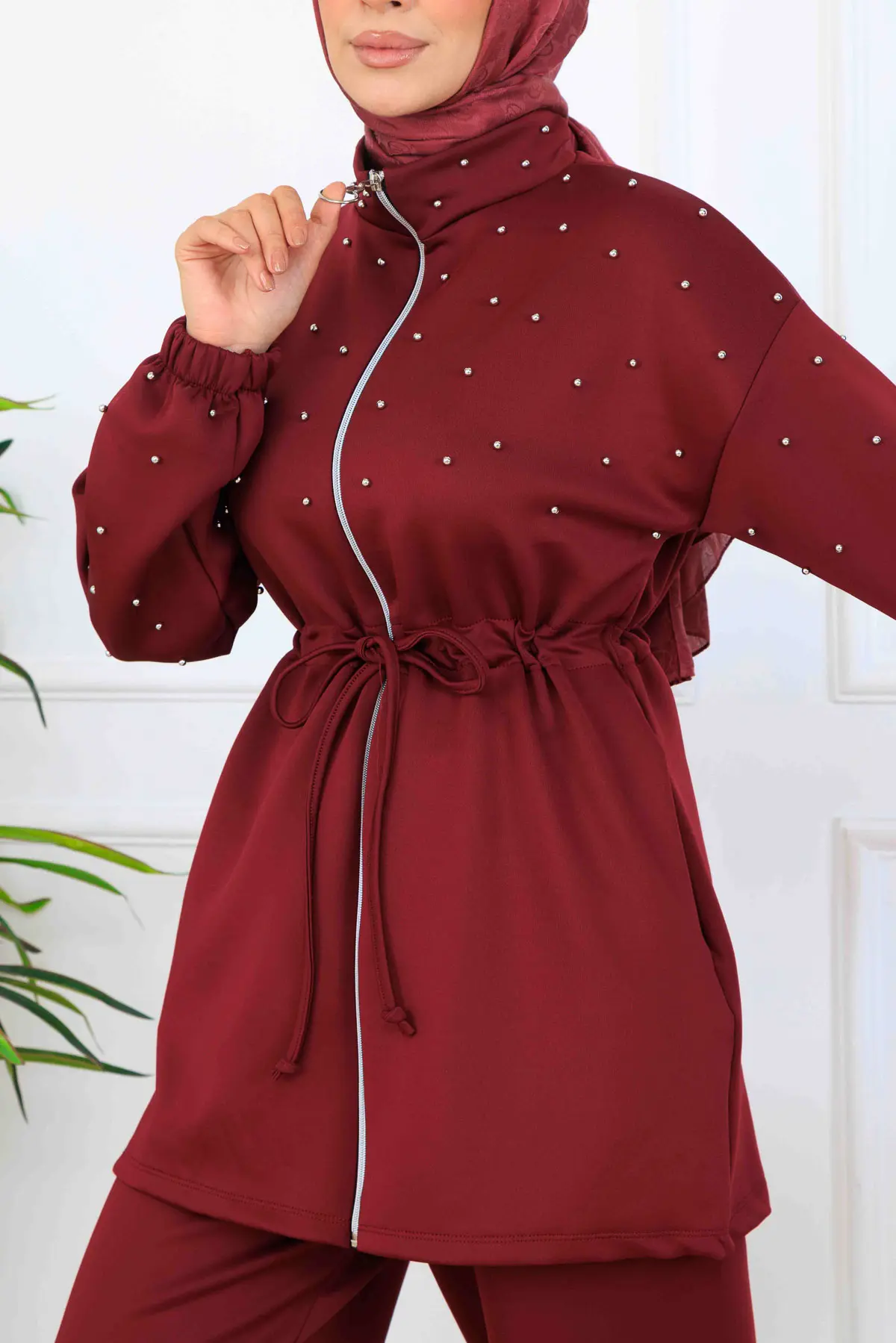 Boncuk Detaylı Scuba İkili Takım-detail