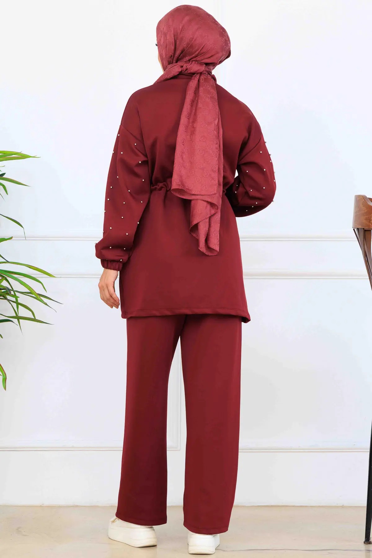 Boncuk Detaylı Scuba İkili Takım-detail