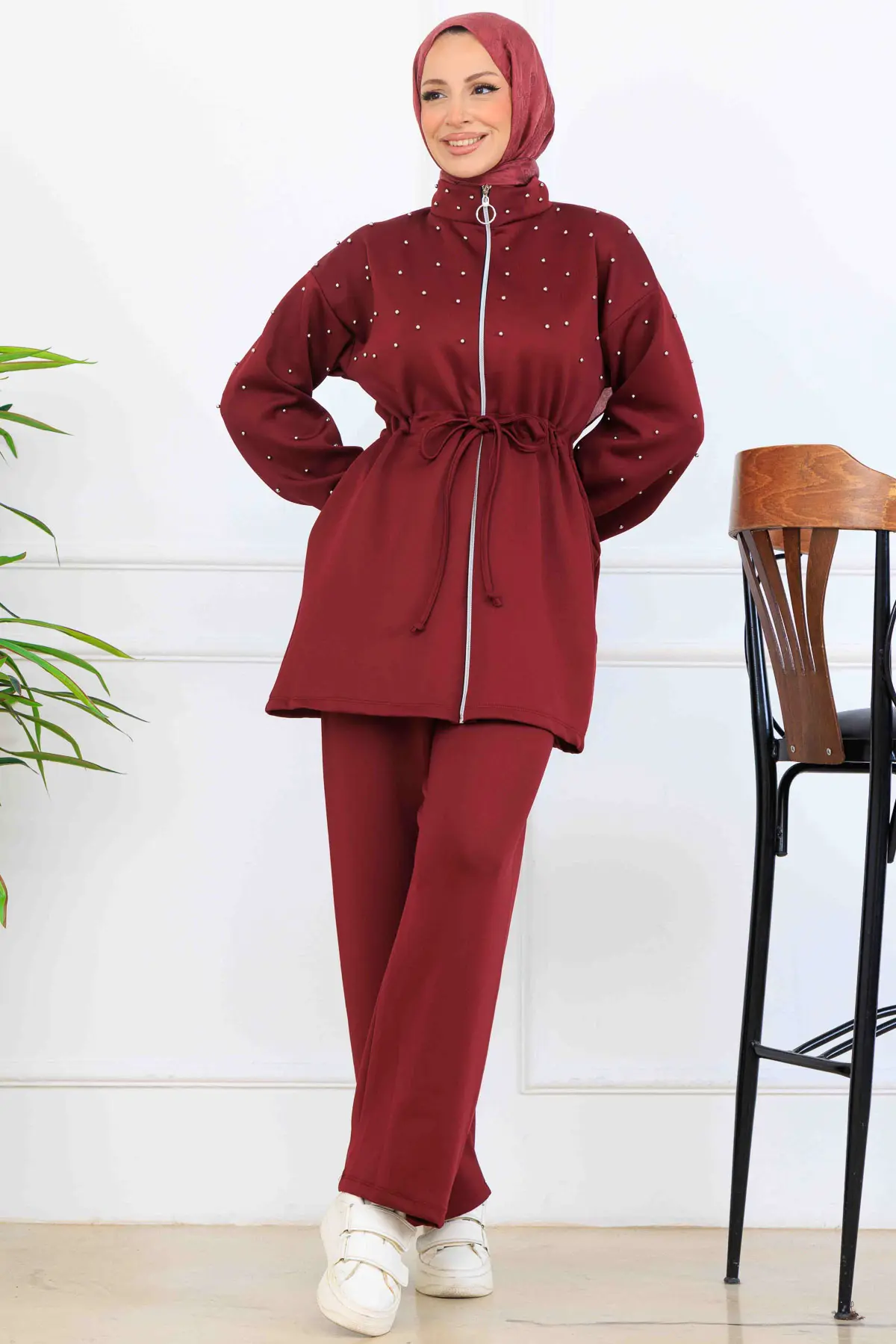 Boncuk Detaylı Scuba İkili Takım