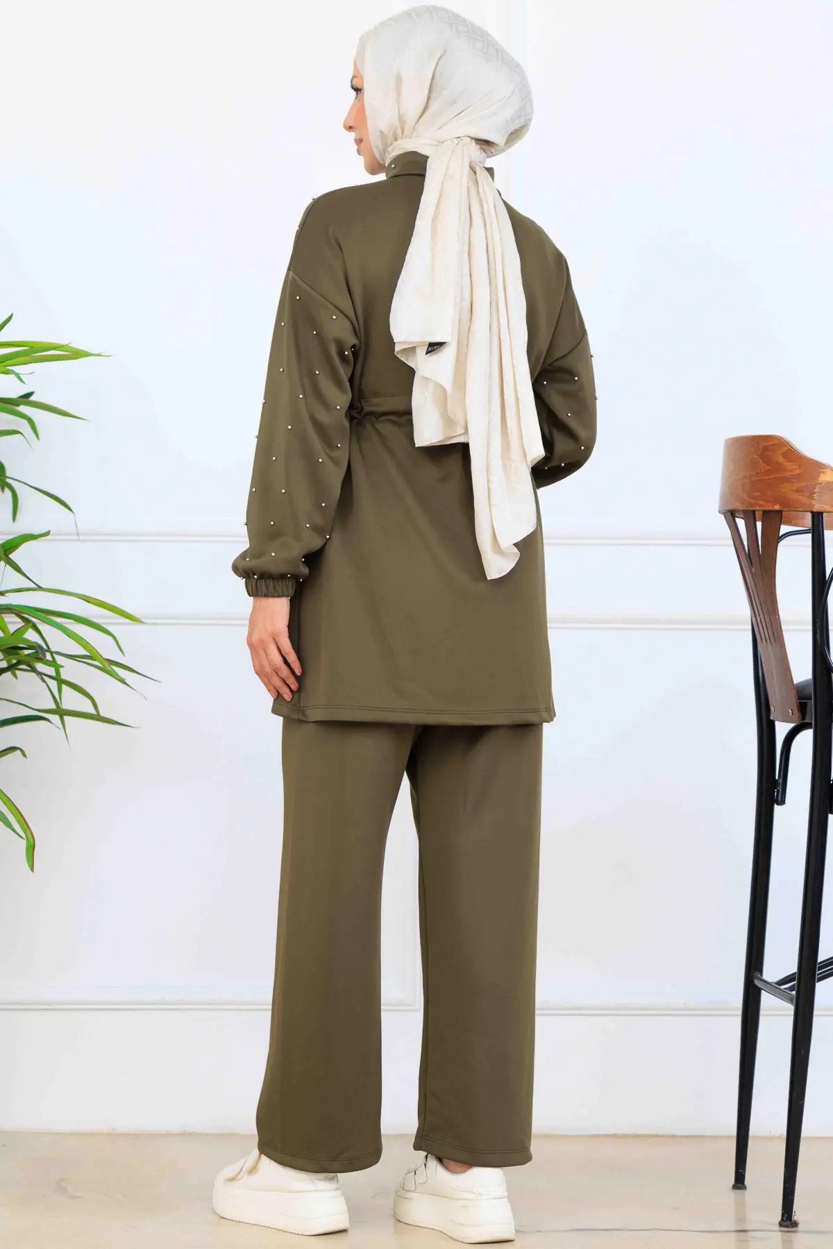 Boncuk Detaylı Scuba İkili Takım-detail