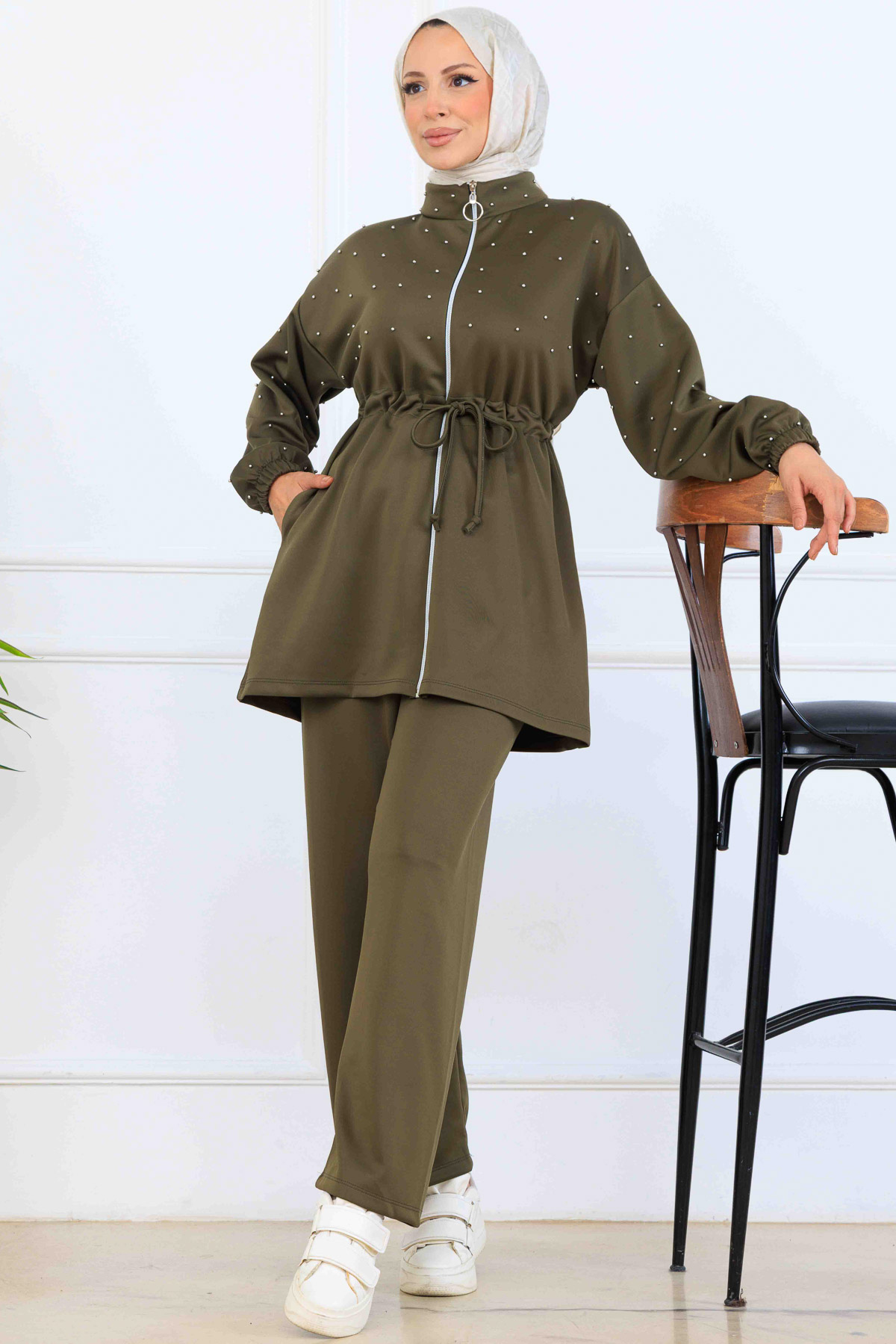 Boncuk Detaylı Scuba İkili Takım