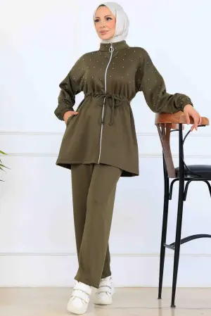 Boncuk Detaylı Scuba İkili Takım