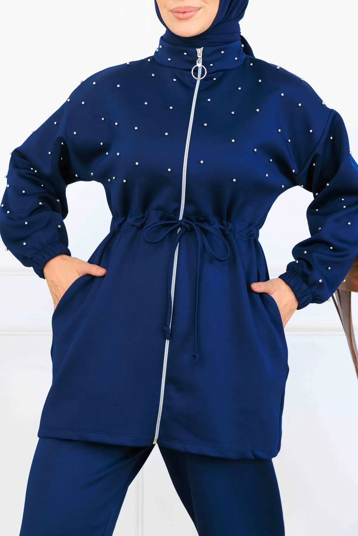 Boncuk Detaylı Scuba İkili Takım-detail