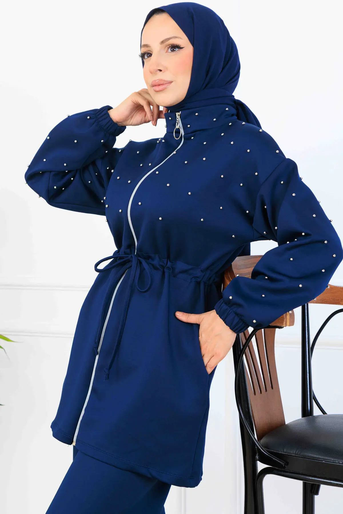 Boncuk Detaylı Scuba İkili Takım-detail