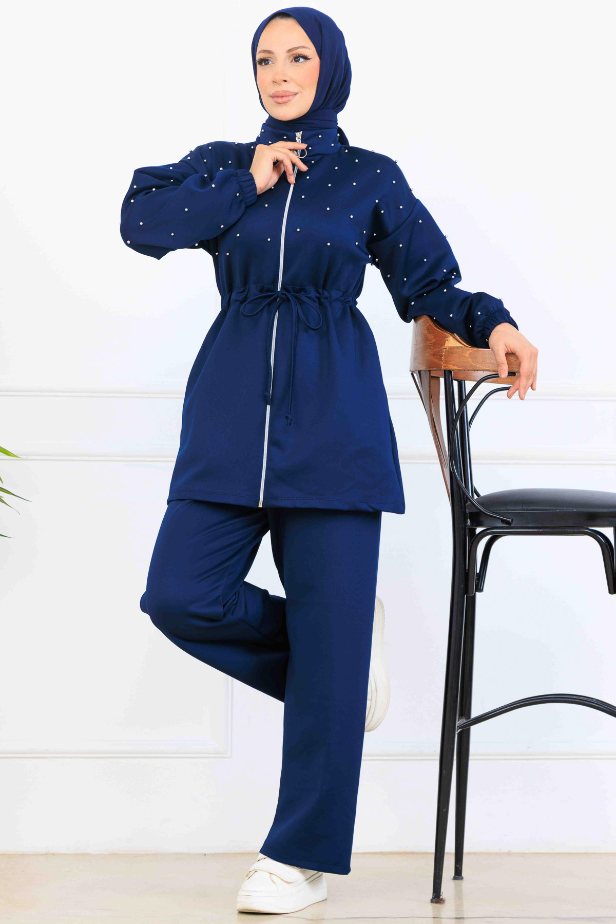 Boncuk Detaylı Scuba İkili Takım