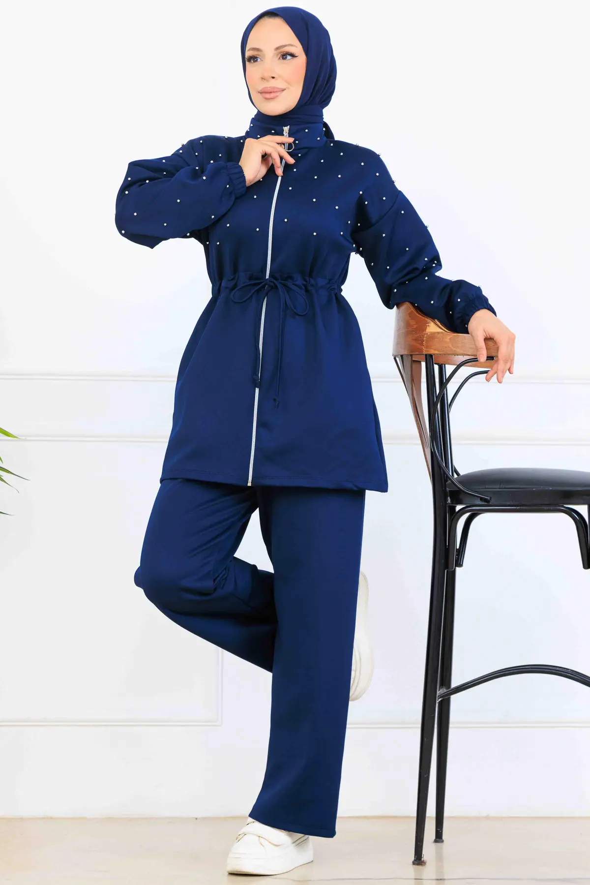 Boncuk Detaylı Scuba İkili Takım