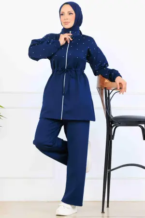 Boncuk Detaylı Scuba İkili Takım