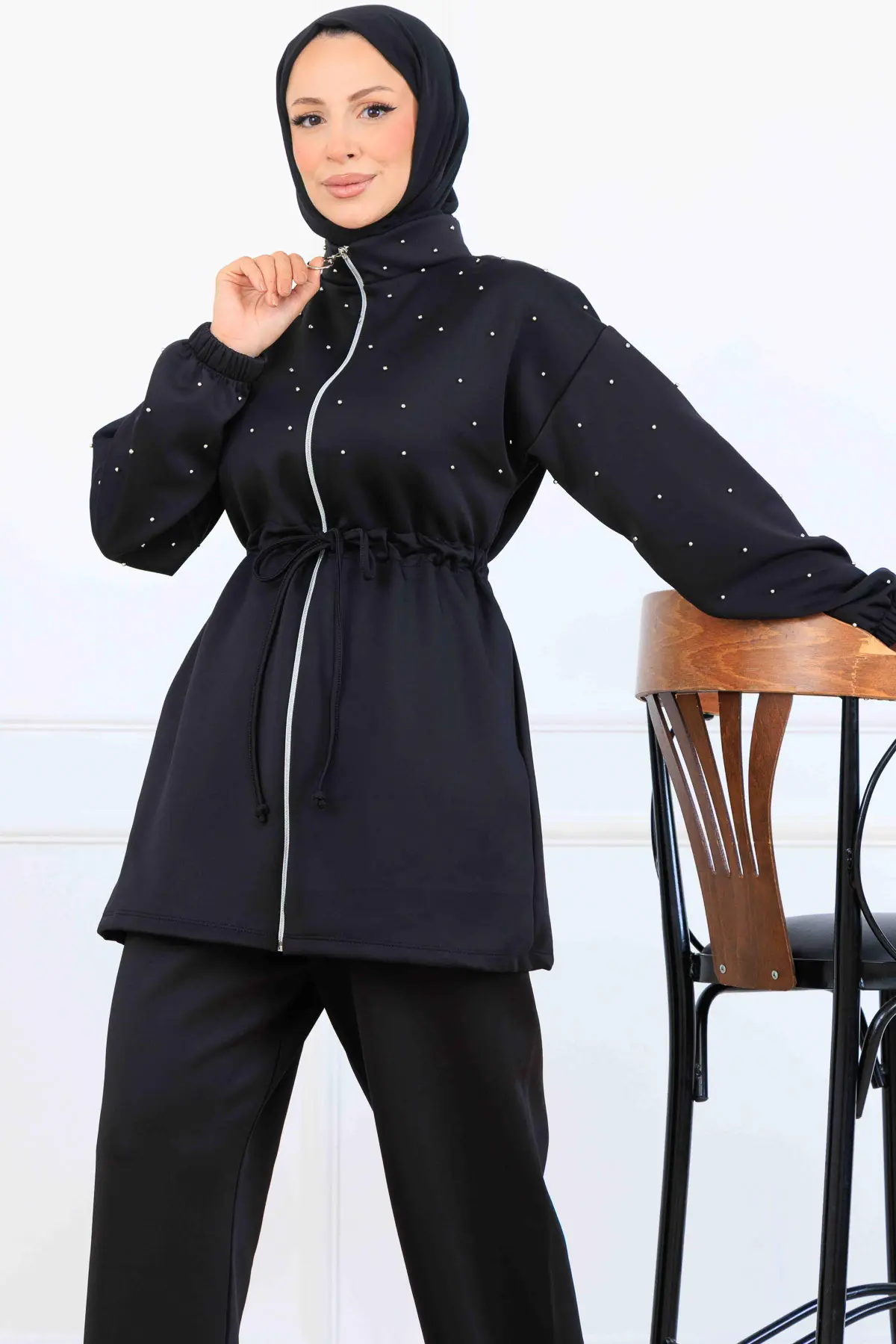 Boncuk Detaylı Scuba İkili Takım-detail