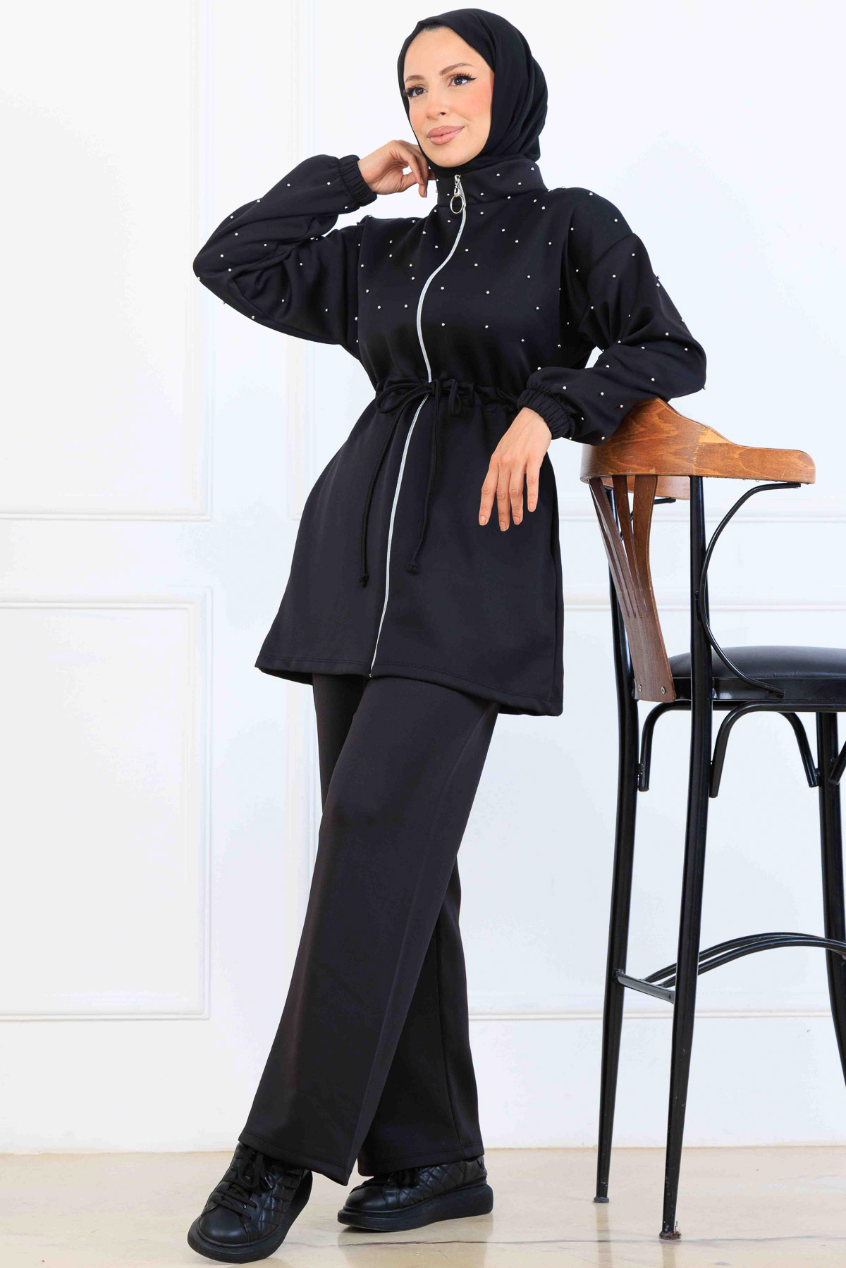 Boncuk Detaylı Scuba İkili Takım