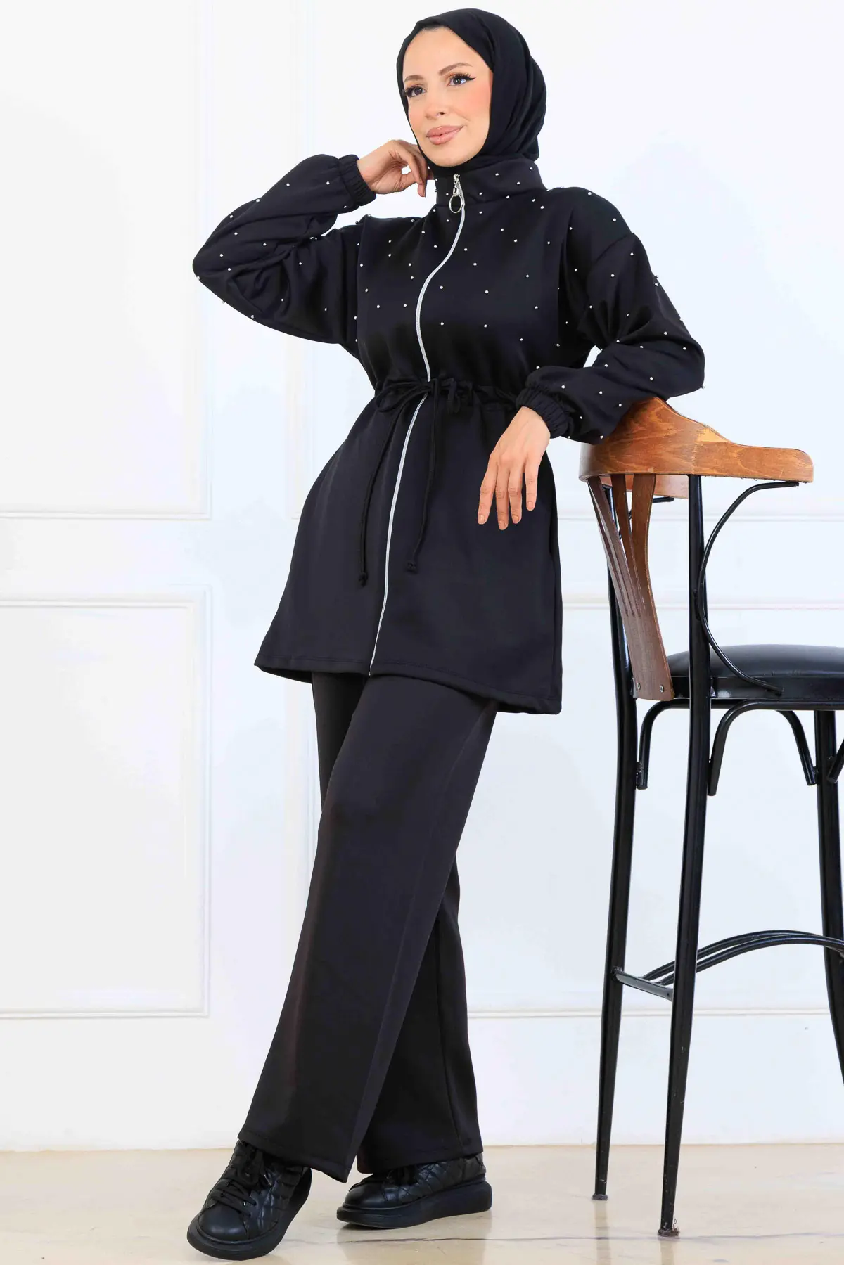 Boncuk Detaylı Scuba İkili Takım