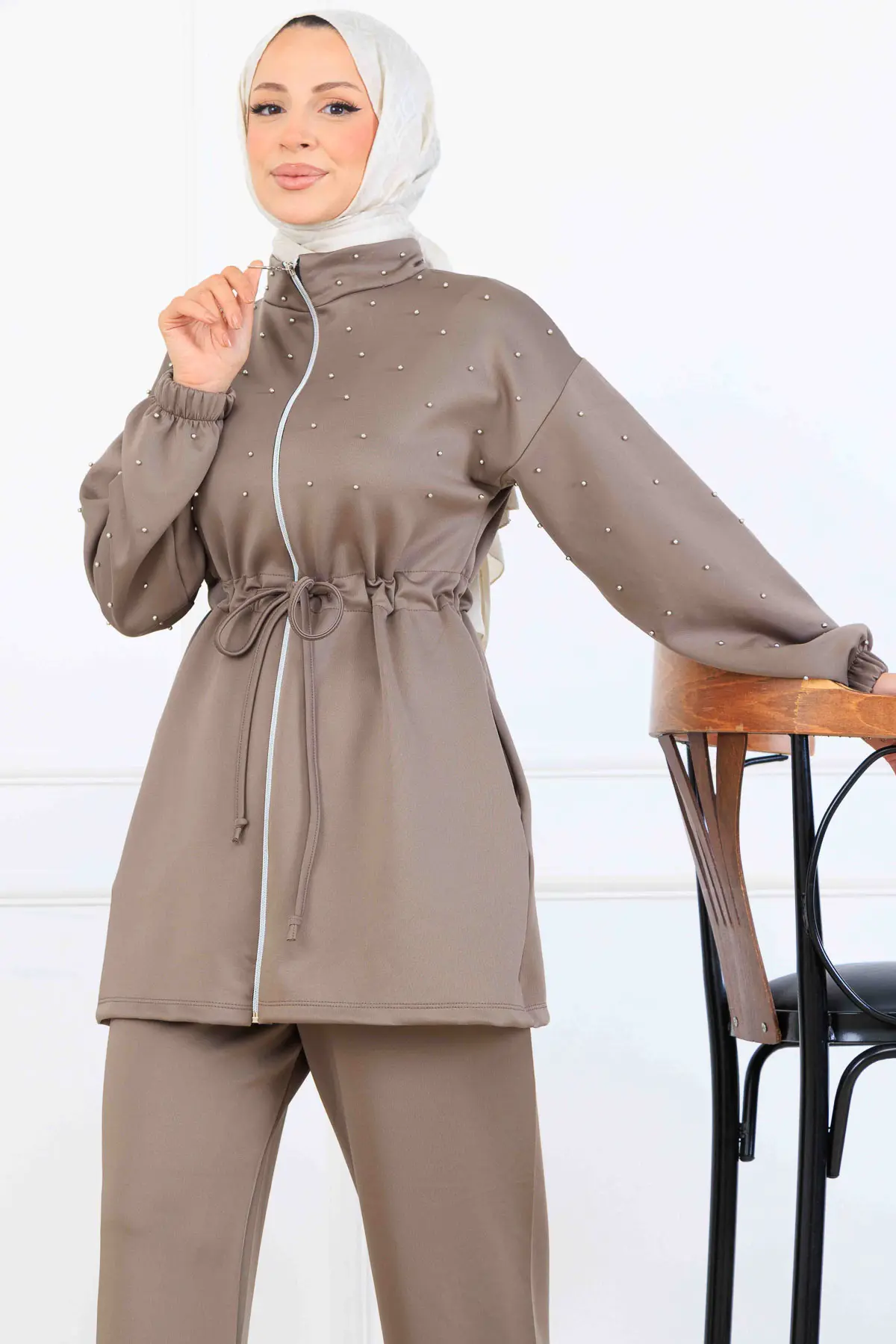 Boncuk Detaylı Scuba İkili Takım-detail