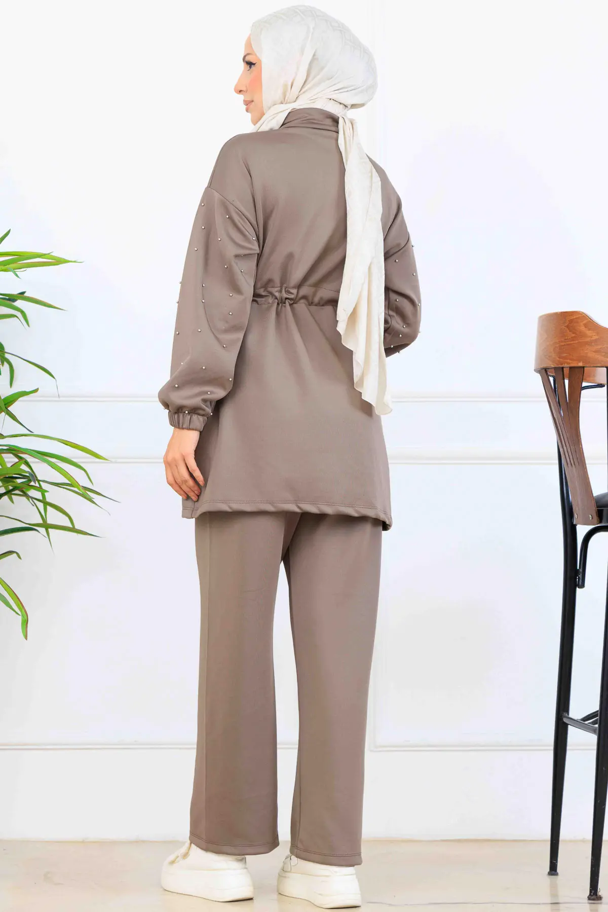 Boncuk Detaylı Scuba İkili Takım-detail