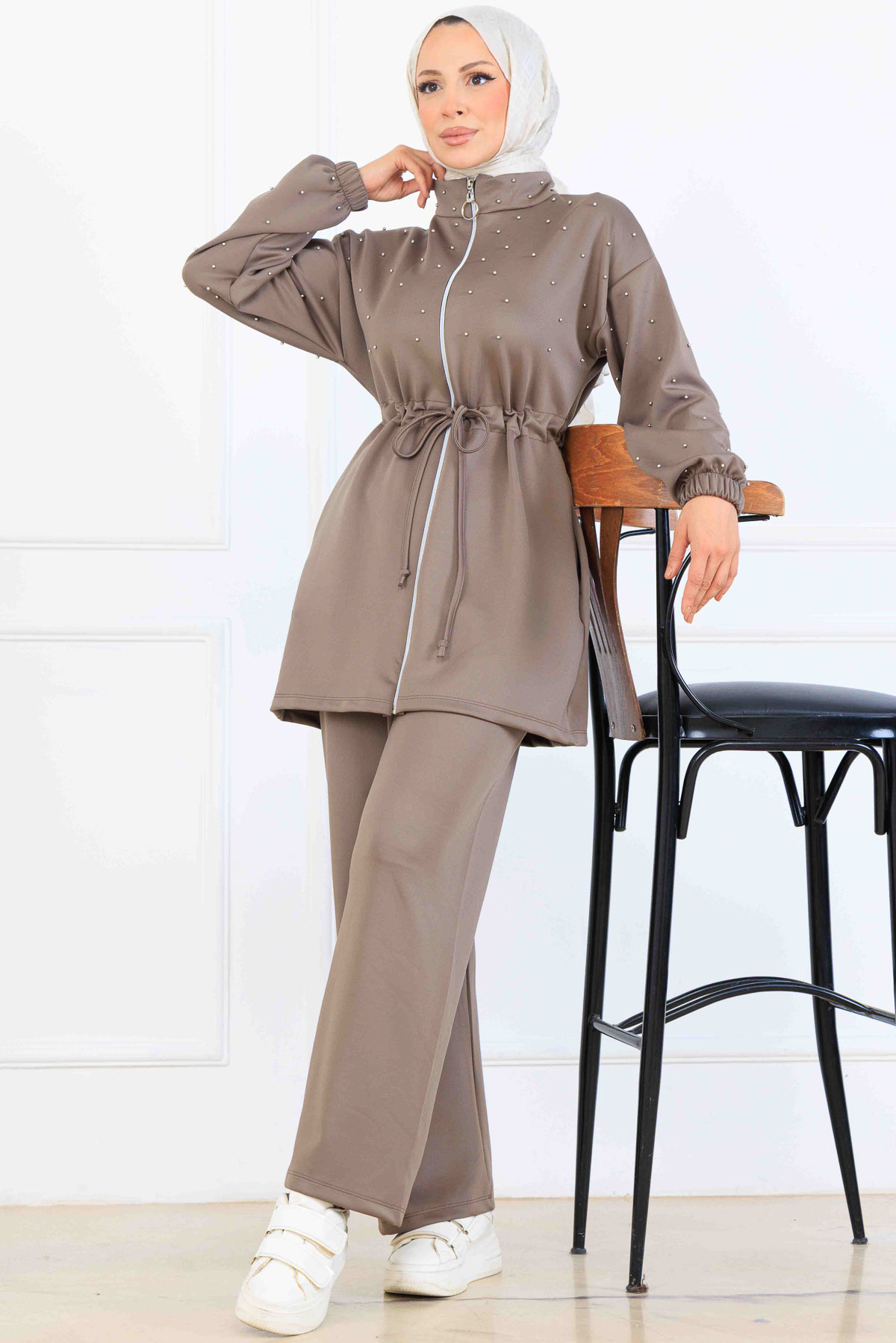 Boncuk Detaylı Scuba İkili Takım