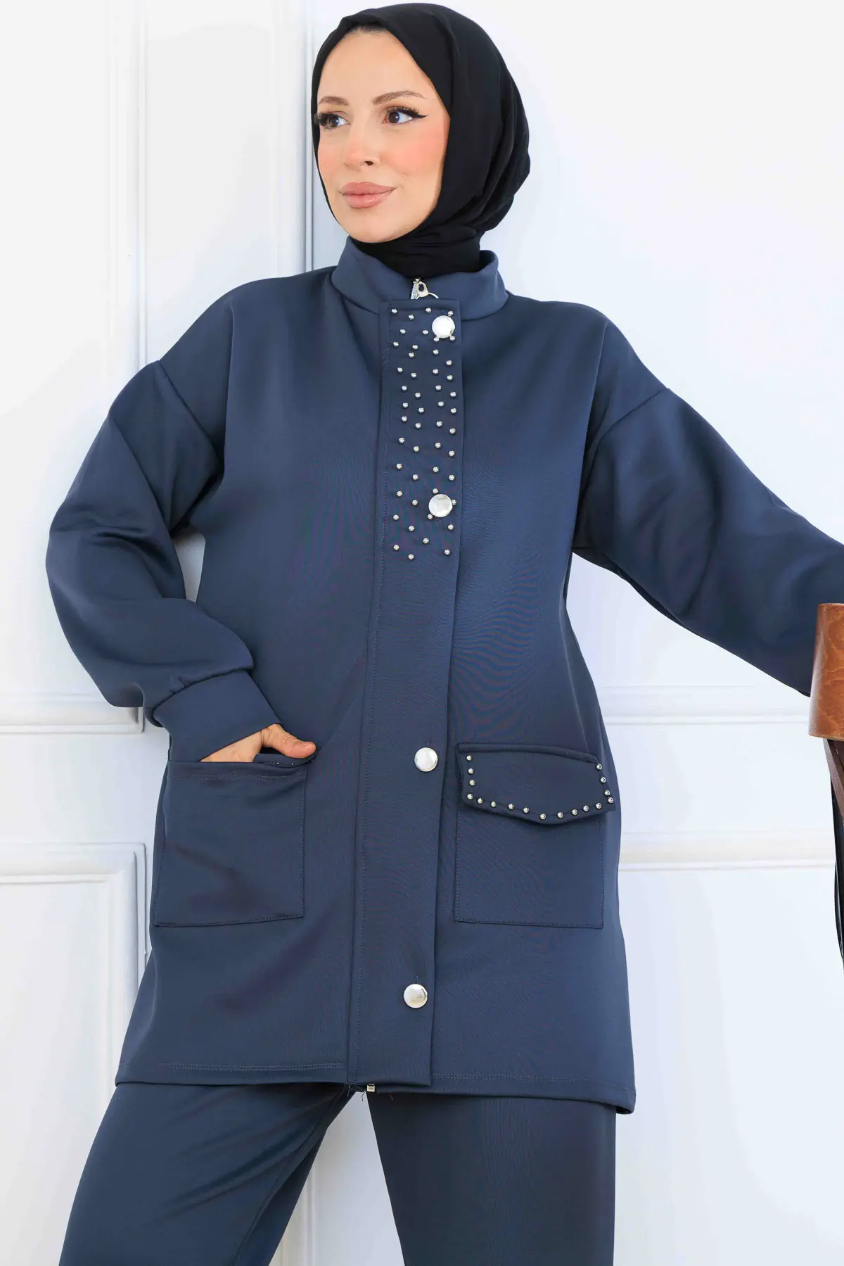 Boncuk Detaylı Scuba İkili Takım-detail