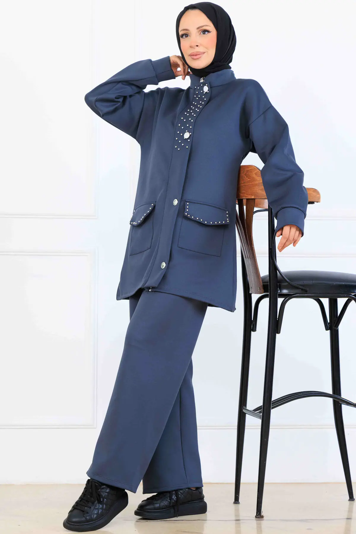 Boncuk Detaylı Scuba İkili Takım