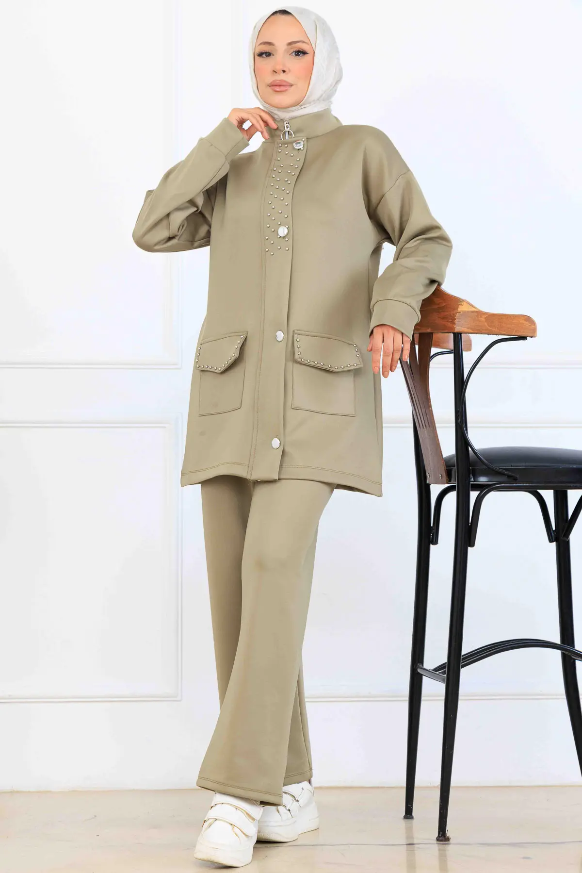 Boncuk Detaylı Scuba İkili Takım