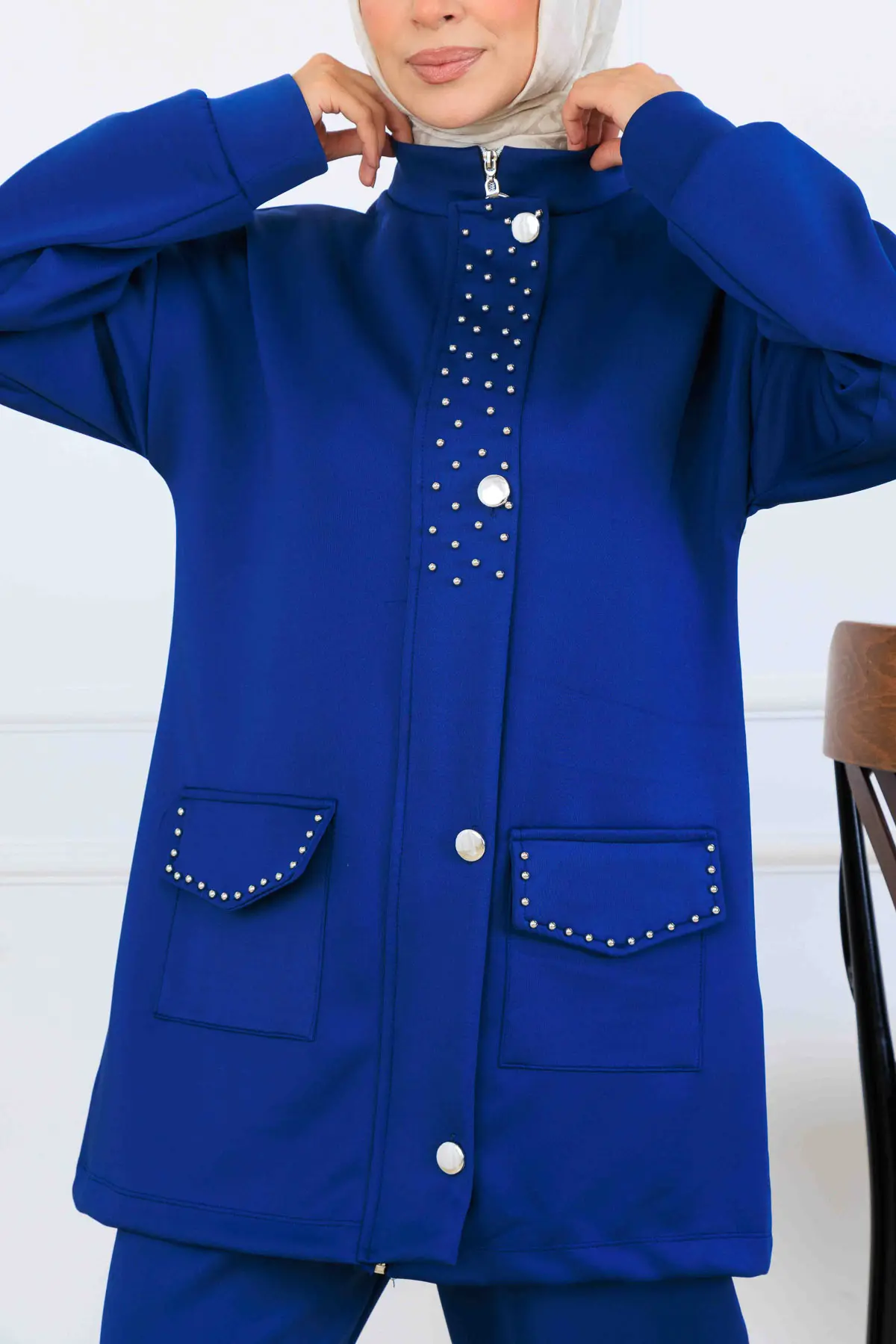 Boncuk Detaylı Scuba İkili Takım-detail