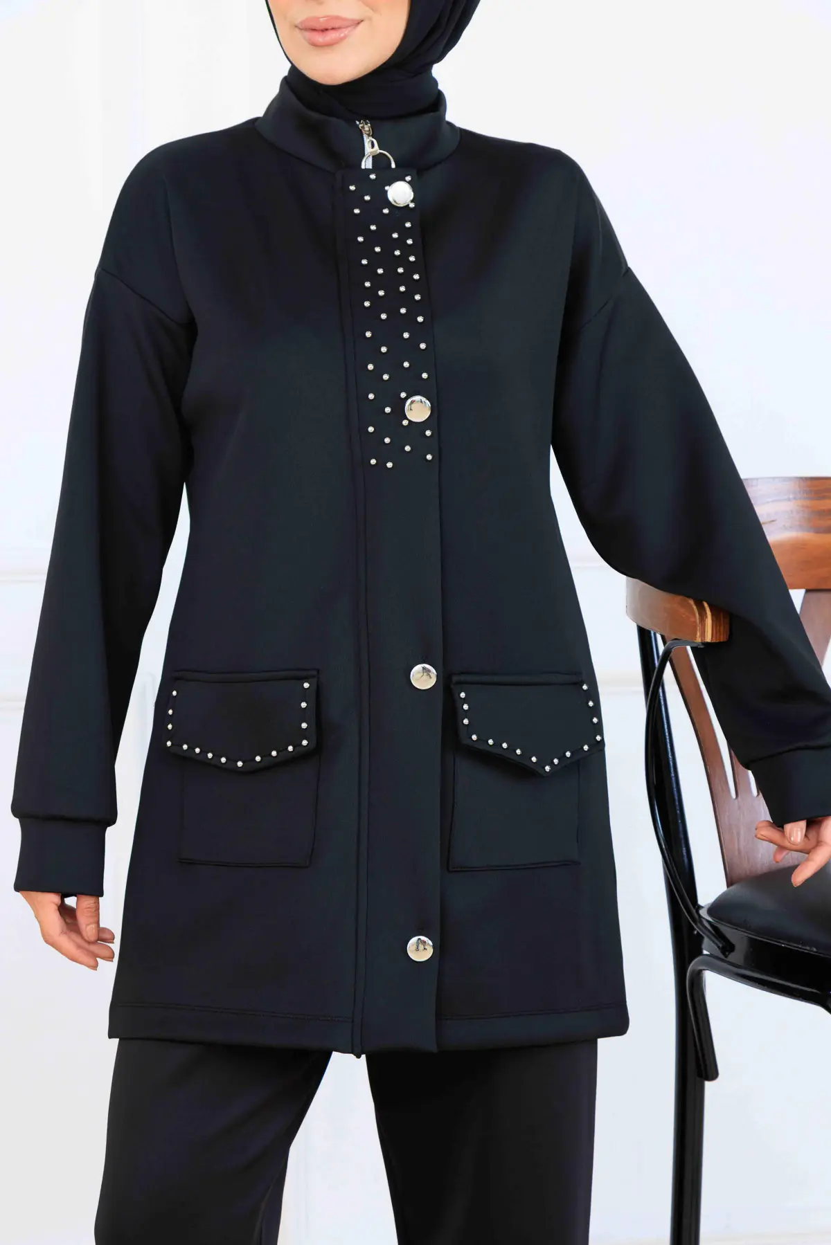 Boncuk Detaylı Scuba İkili Takım-detail