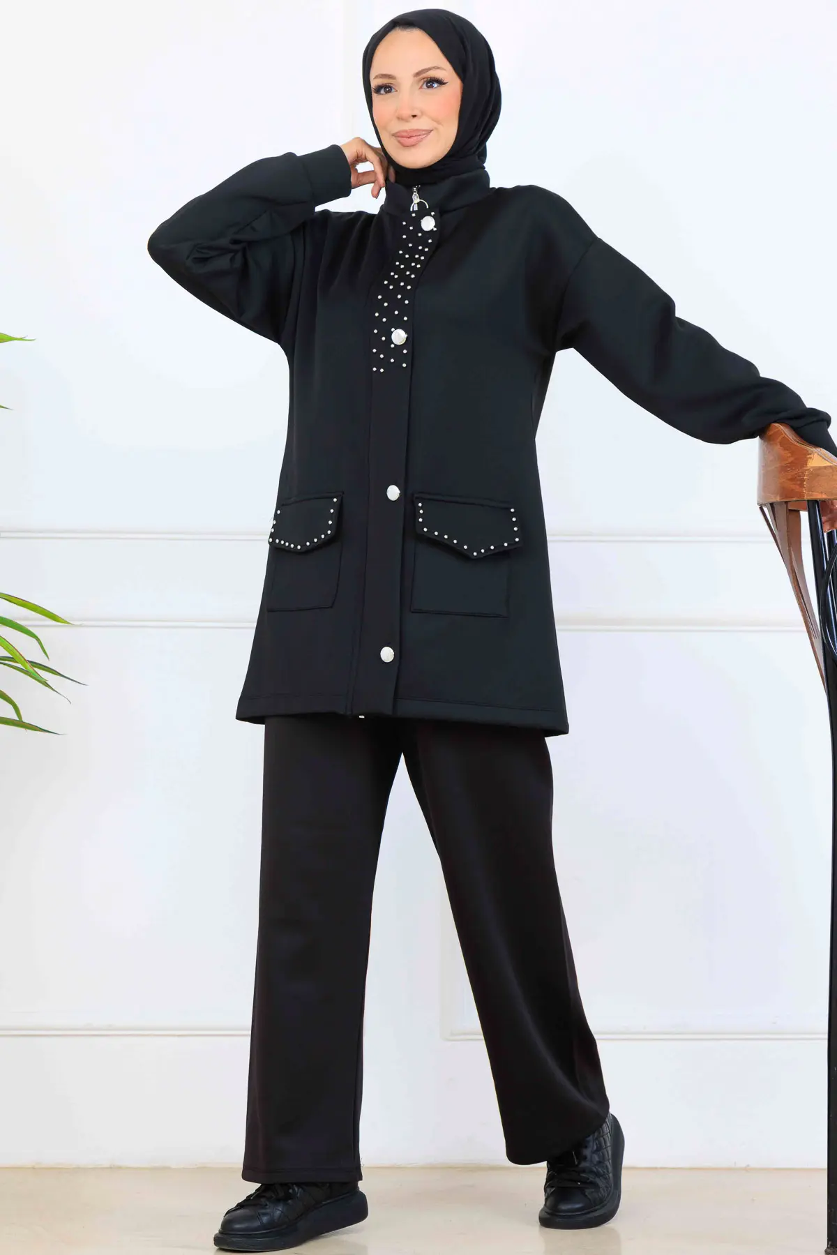 Boncuk Detaylı Scuba İkili Takım