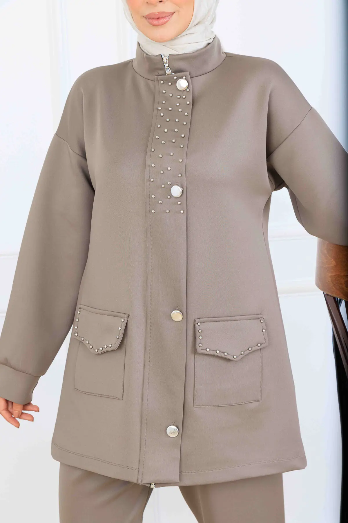 Boncuk Detaylı Scuba İkili Takım-detail