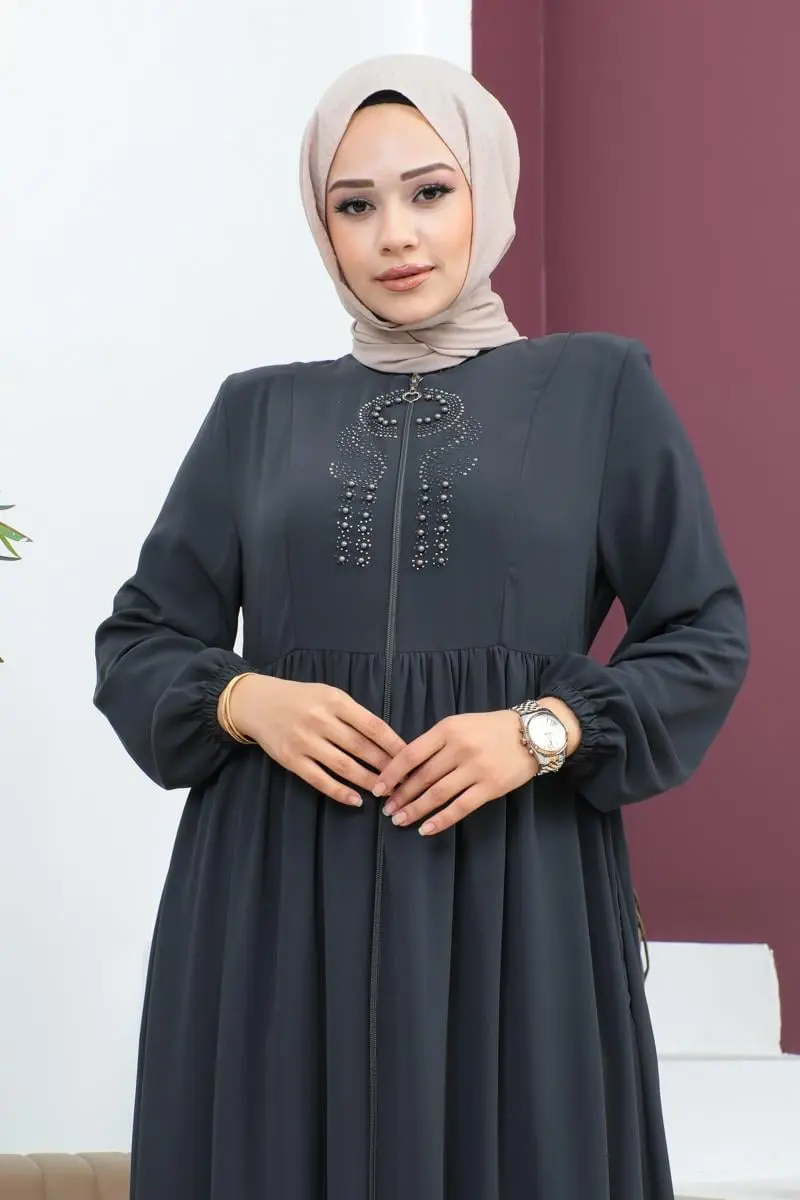 Boncuklu Işlemeli Ferace-detail