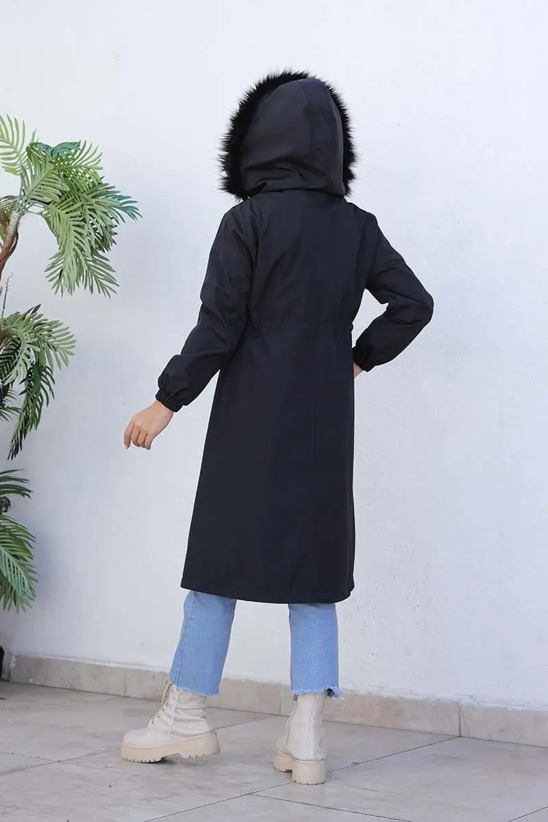 Bondit Kumaş Kürklü Kaban-detail