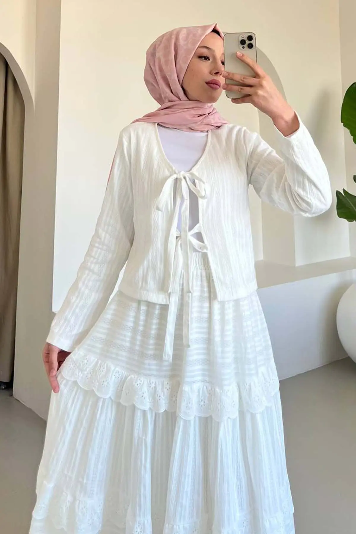 Embroidered Skirted Suit-detail