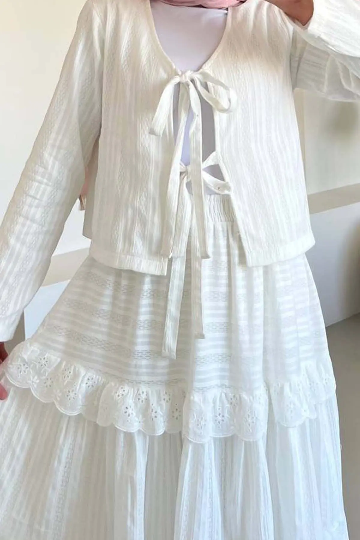 Embroidered Skirted Suit-detail