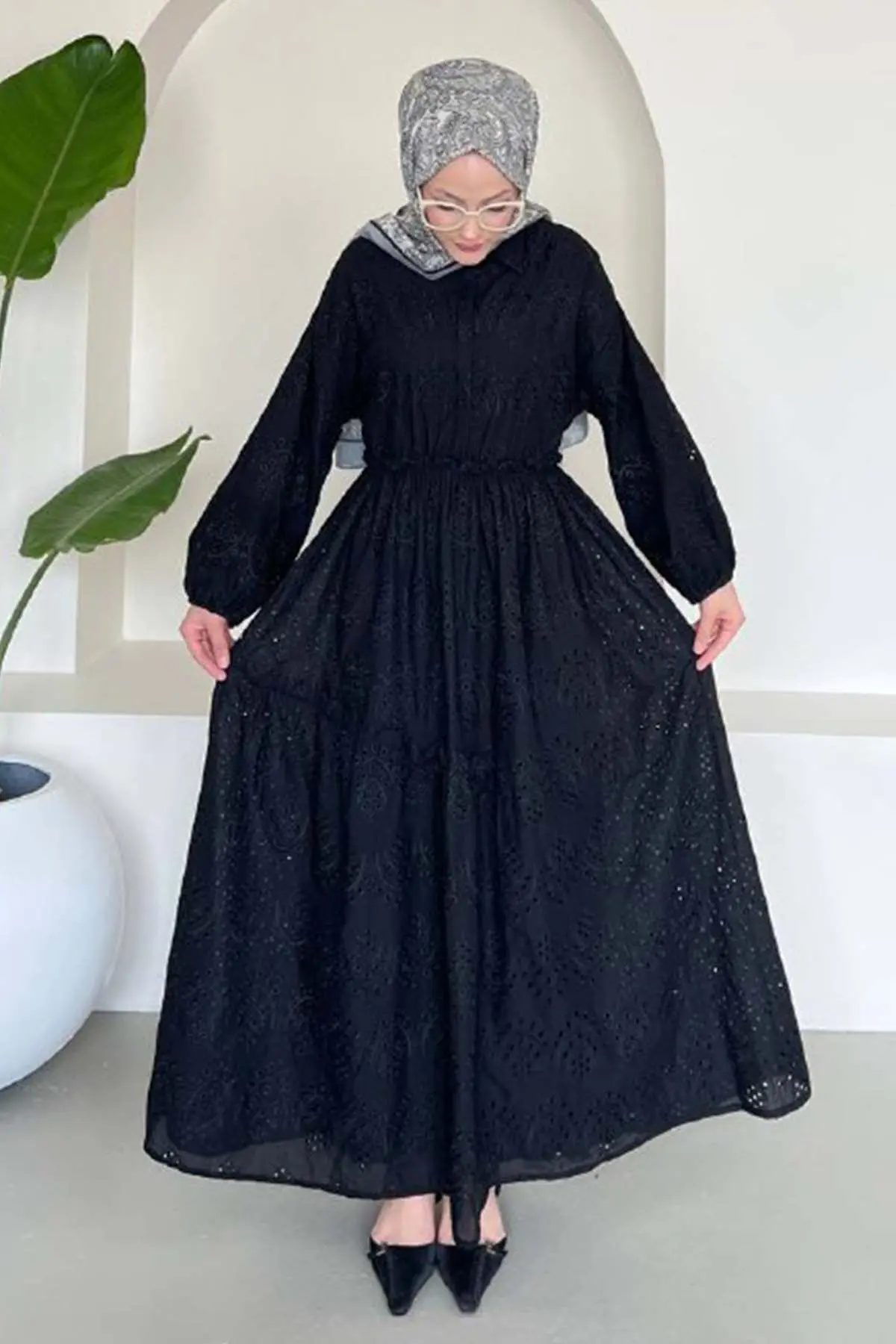 Embroidered Hijab Dress-detail