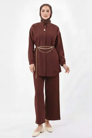 Broş Detaylı Tesettür İkili Takım