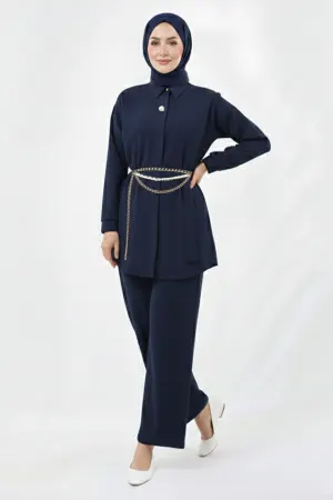 Broş Detaylı Tesettür İkili Takım
