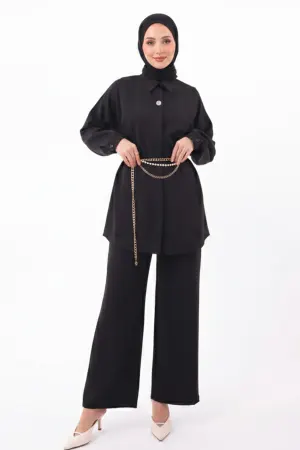 Broş Detaylı Tesettür İkili Takım