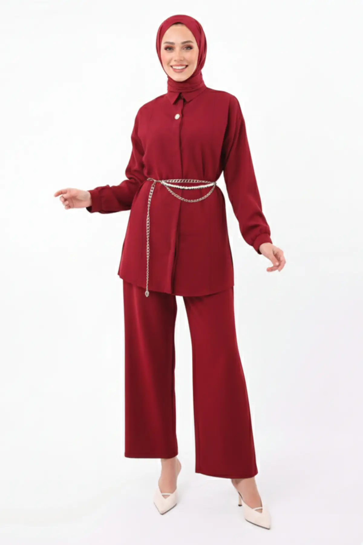 Broş Detaylı Tesettür İkili Takım-detail