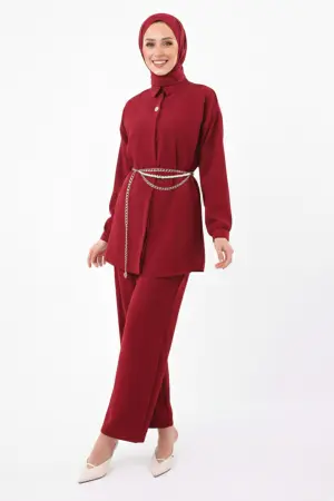 Broş Detaylı Tesettür İkili Takım
