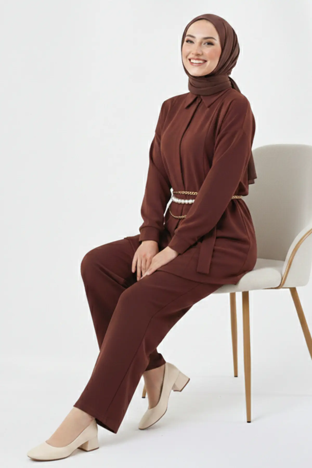 Broş Detaylı Tesettür İkili Takım-detail