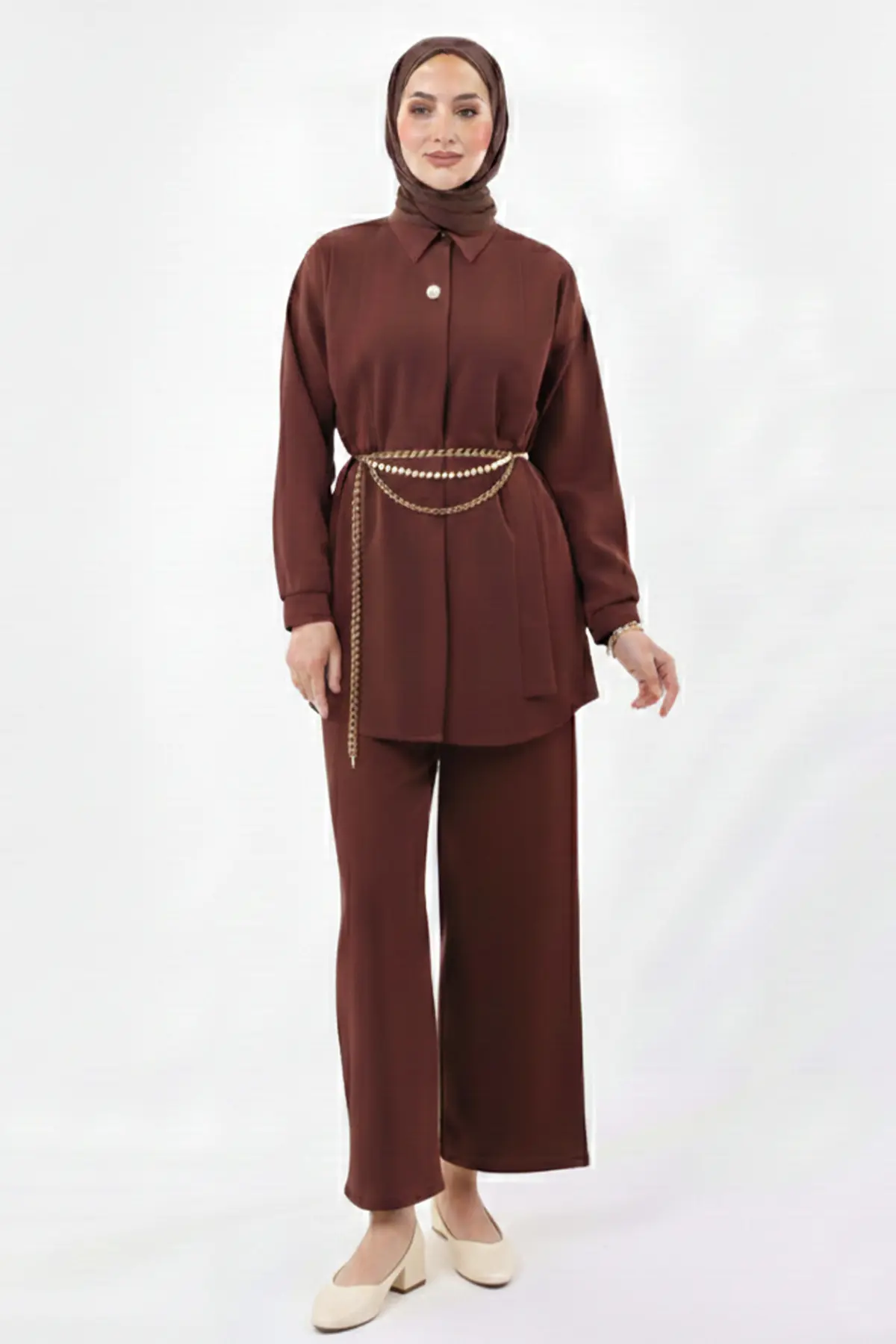 Broş Detaylı Tesettür İkili Takım