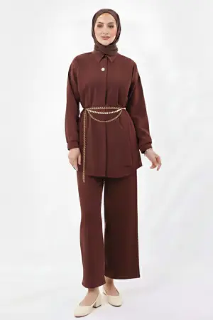 Broş Detaylı Tesettür İkili Takım