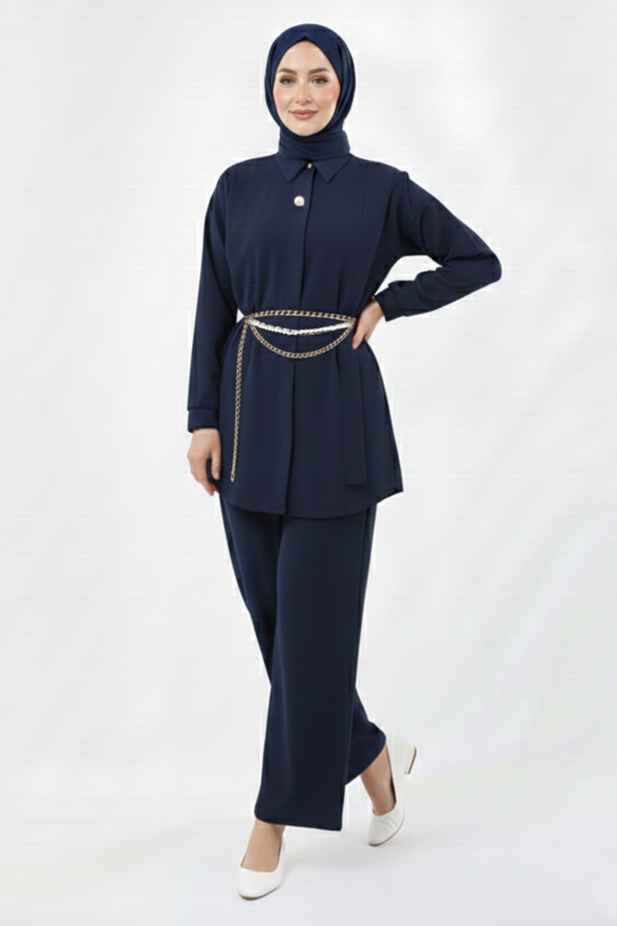 Broş Detaylı Tesettür İkili Takım