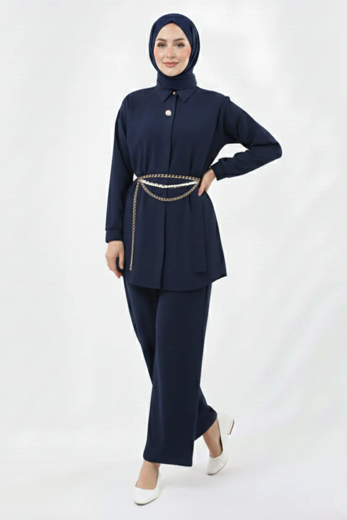 Broş Detaylı Tesettür İkili Takım