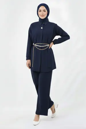 Broş Detaylı Tesettür İkili Takım