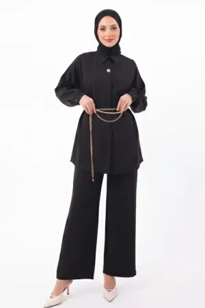 Broş Detaylı Tesettür İkili Takım