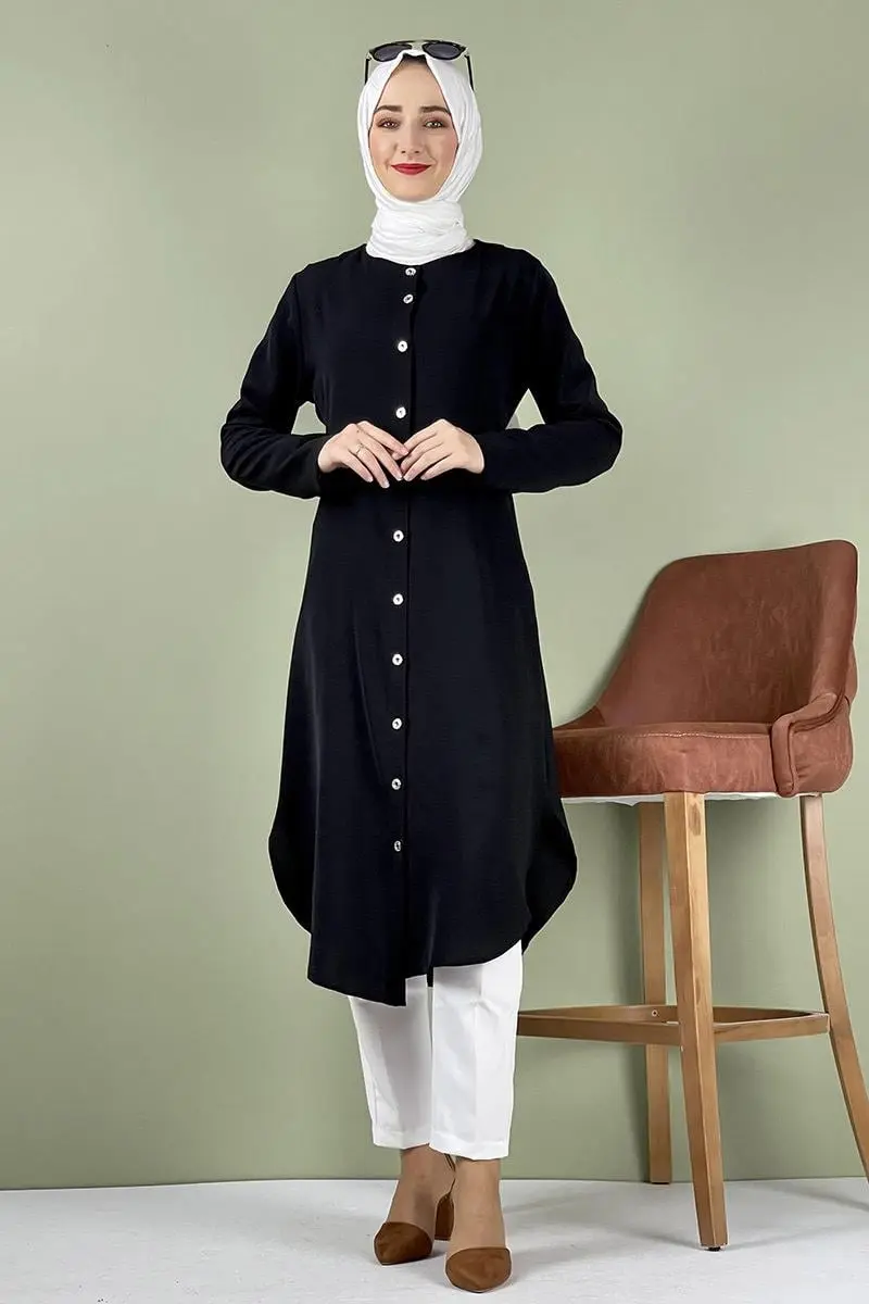 Large Size Aerobin Buttoned Tunic-detail